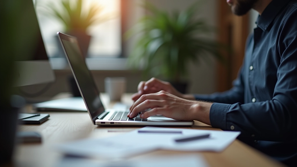 Pracovní prostor s notebookem zobrazujícím webový design proces