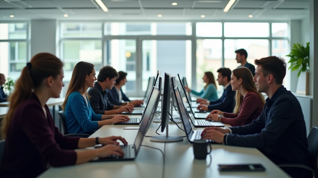 Učebna webového designu s studenty pracujícími na projektech