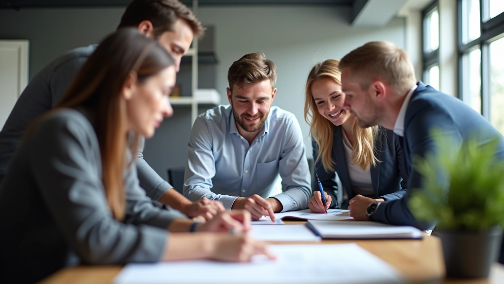 Tým designérů pracující na webových projektech v kancelářském prostředí