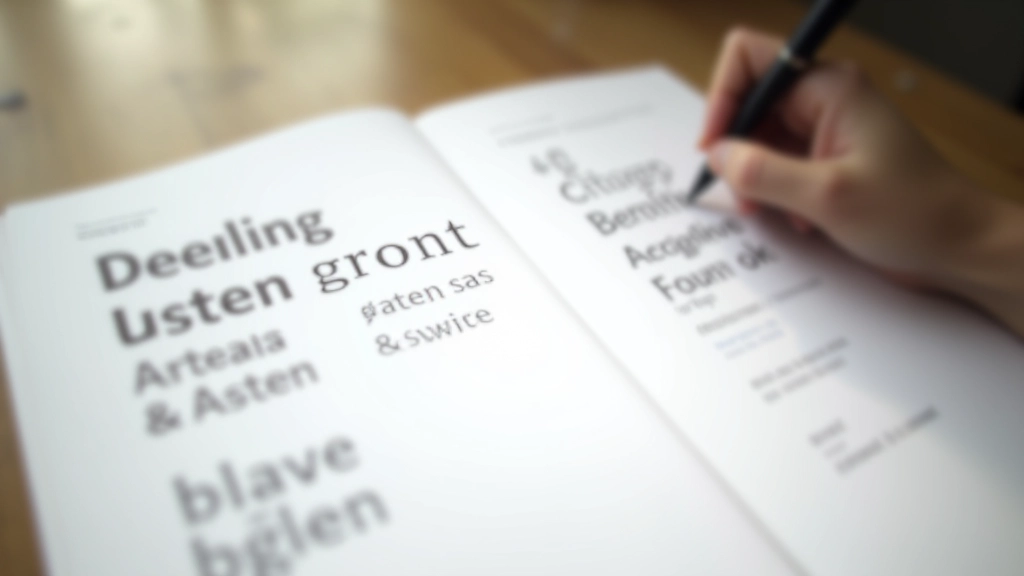 Typografické příklady s různými velikostmi a váhami fontů pro webový design na papíru