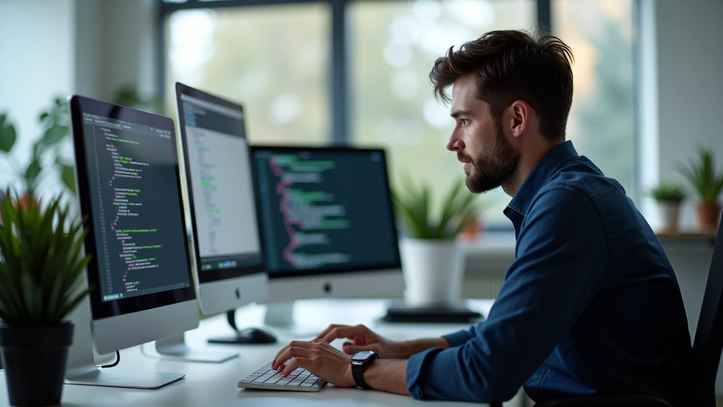 Vývojář pracující na webu s otevřeným edítorem a živým náhledem